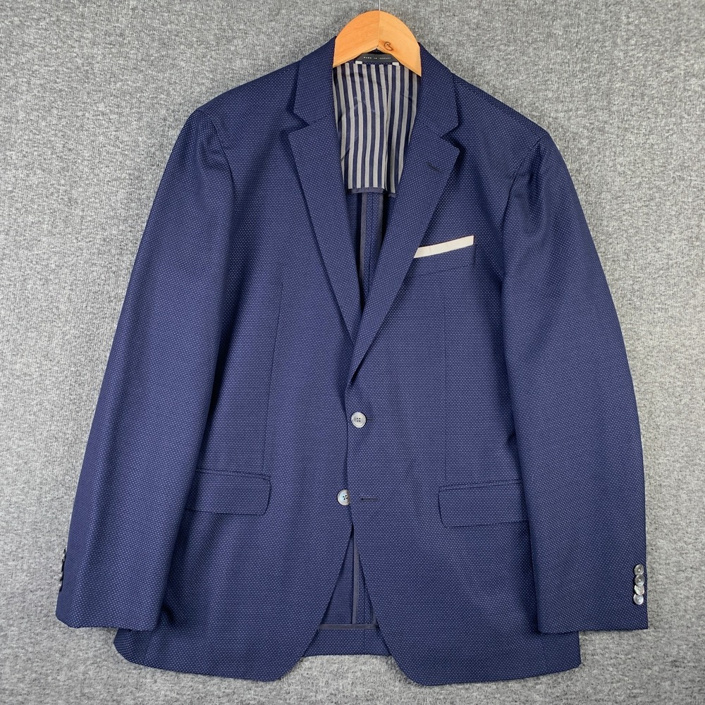 Hugo Boss Blazer Jacket Men 42R Slim Navy Blue Sport Coat Unlined Lanificio Wool